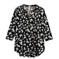 La Cera Butterfly Print Pleat Front Tunic