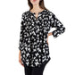 La Cera Butterfly Print Pleat Front Tunic
