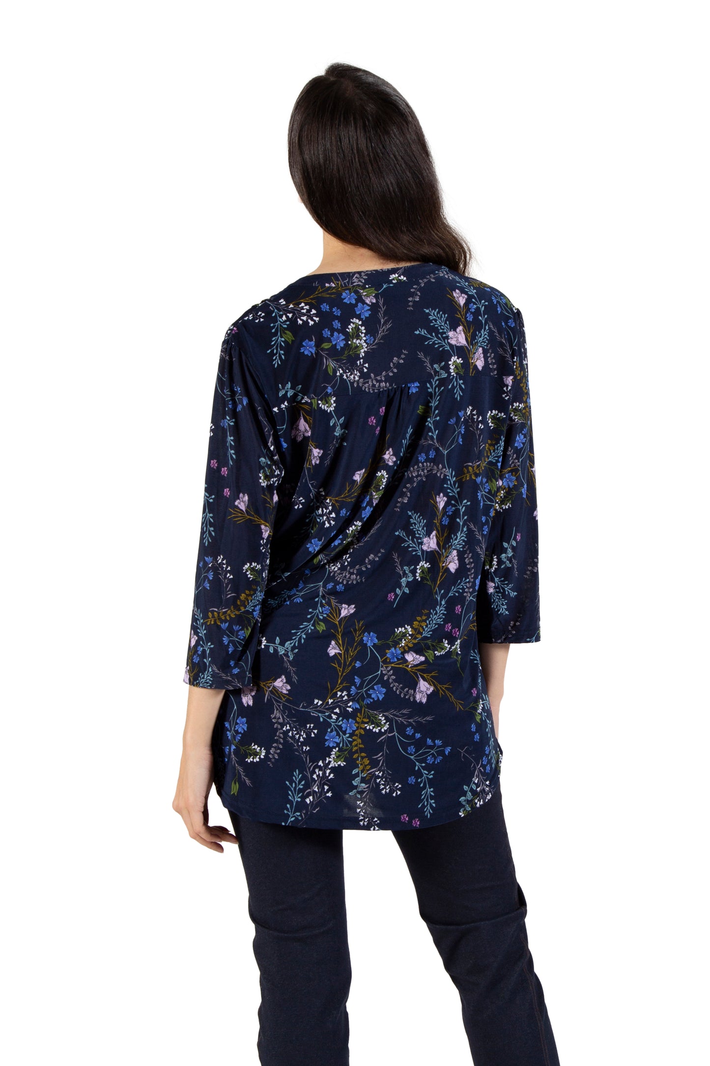 La Cera Pleated Floral Print Tunic