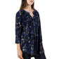 La Cera Pleated Floral Print Tunic
