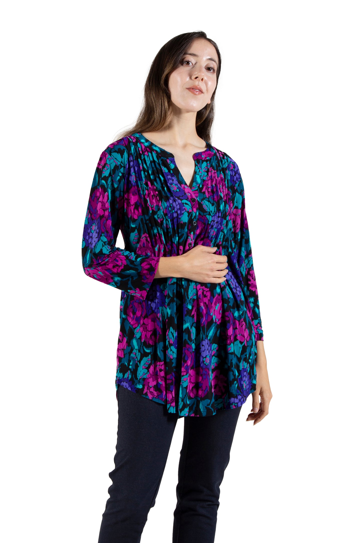La Cera Pleat Front Tunic