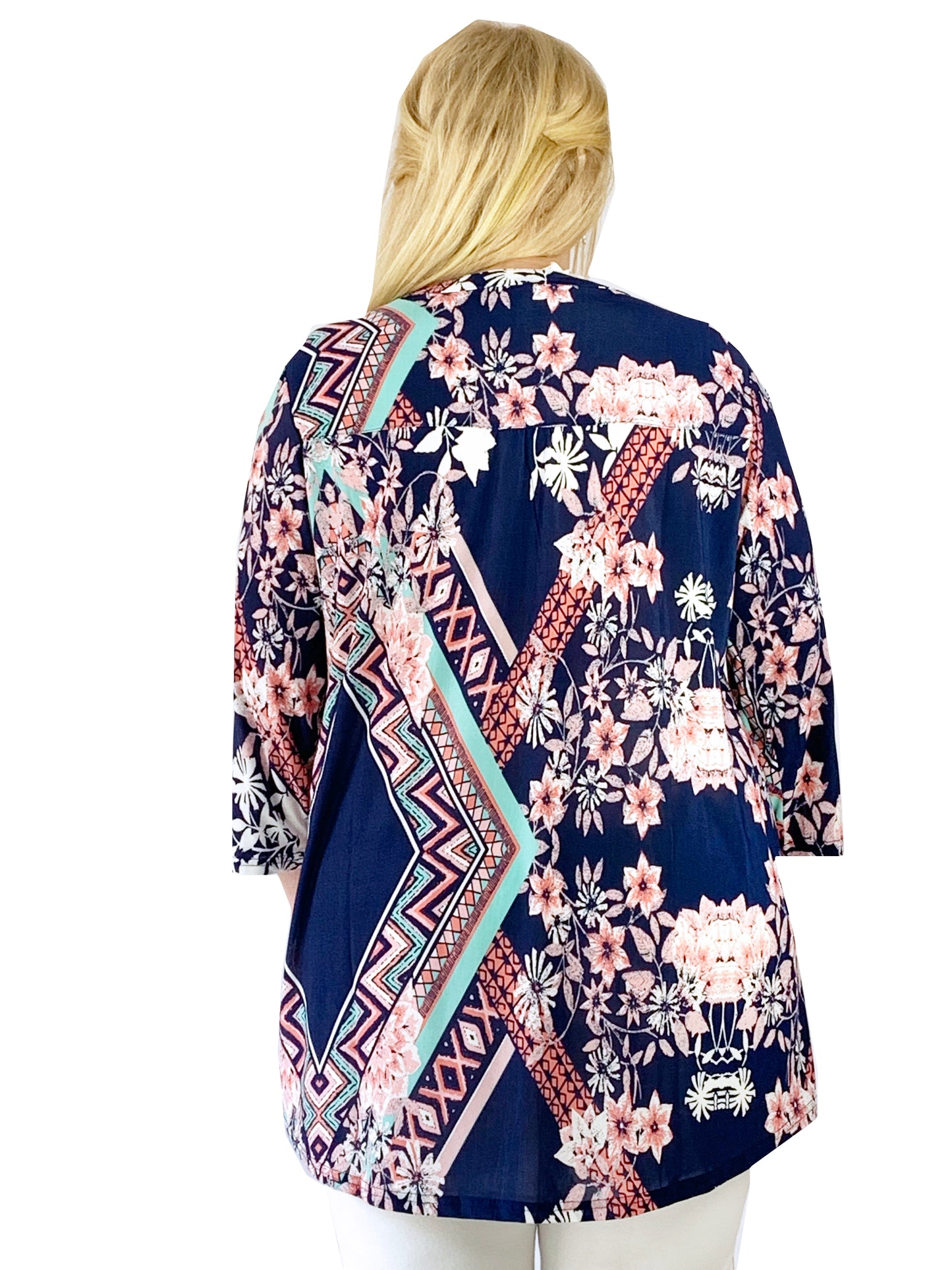 Plus Size La Cera Key West Deco Print Tunic - La Cera