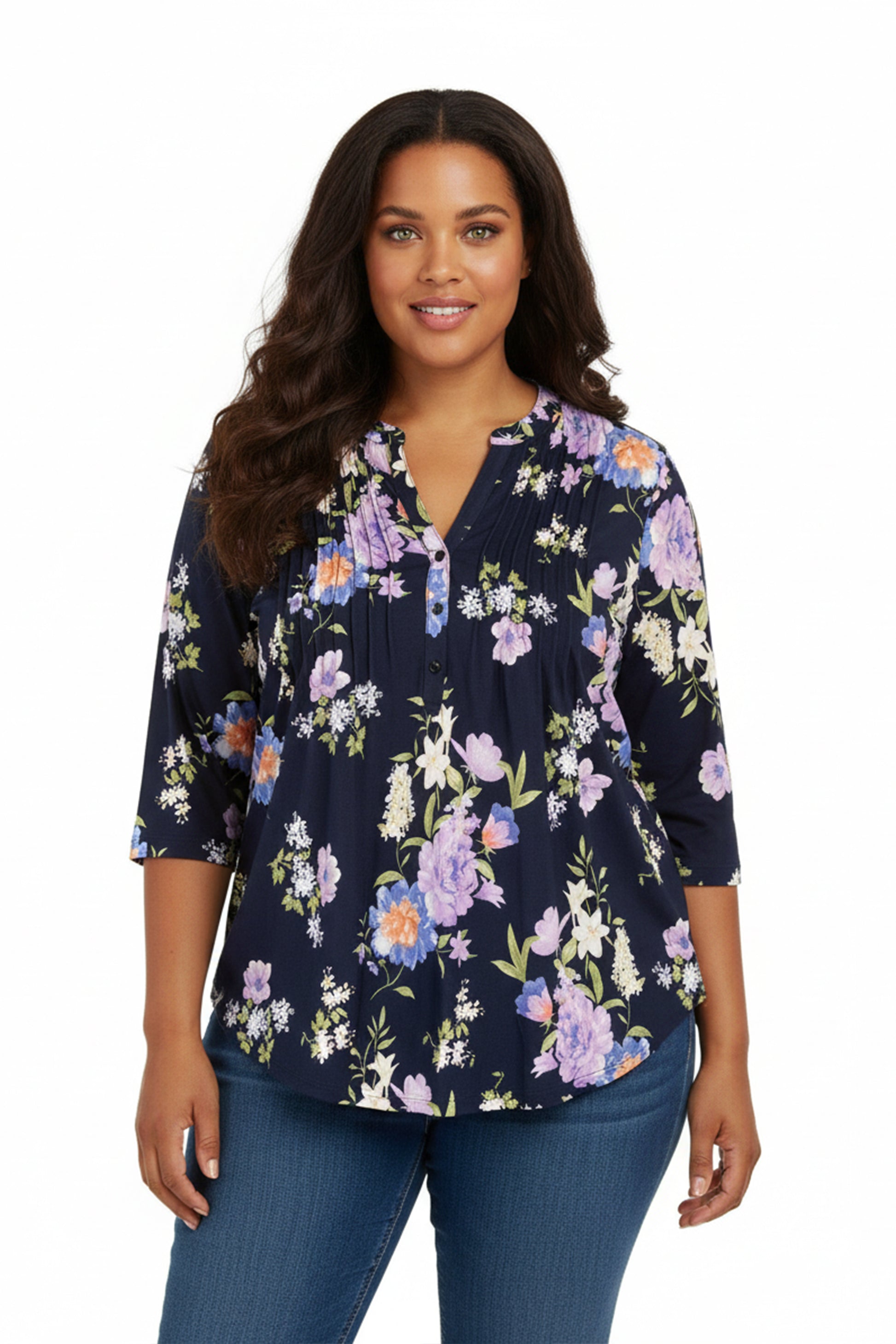 La Cera Plus Size Pleat Front Top - La Cera