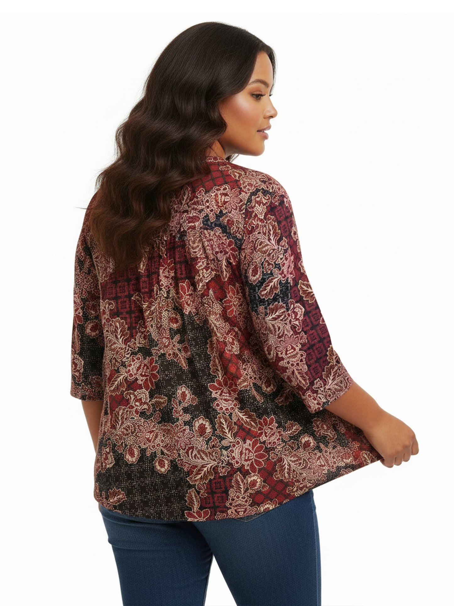 La Cera Plus Size Pleat Front Top