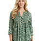 La Cera Sage Floral Pintuck Tunic