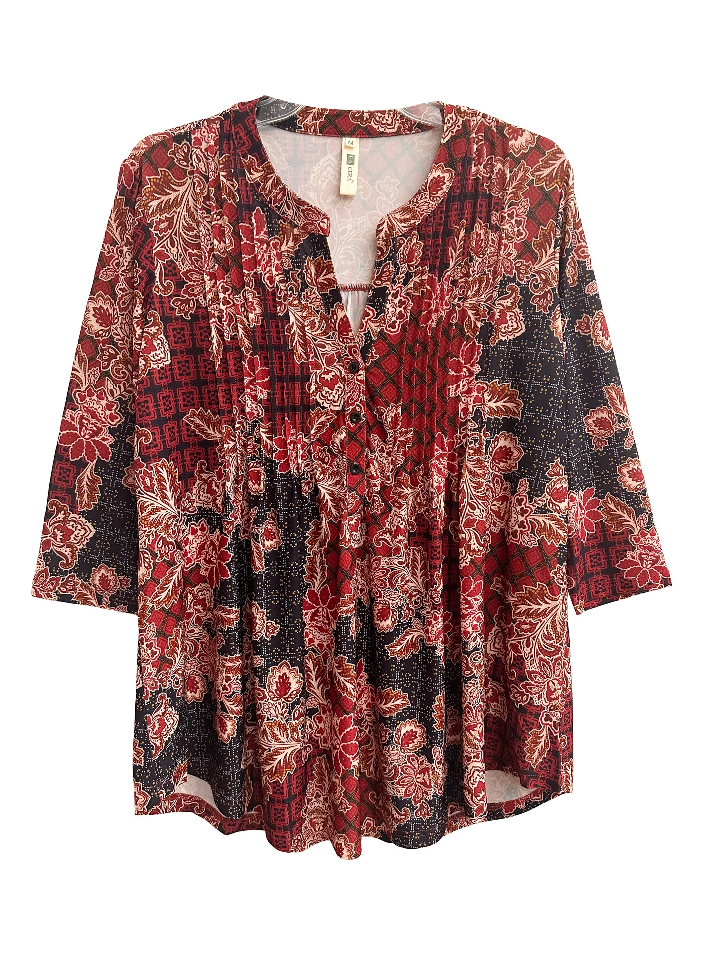 La Cera Pleat Front Tunic