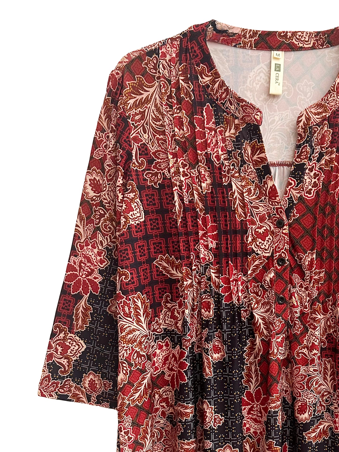 La Cera Pleat Front Tunic