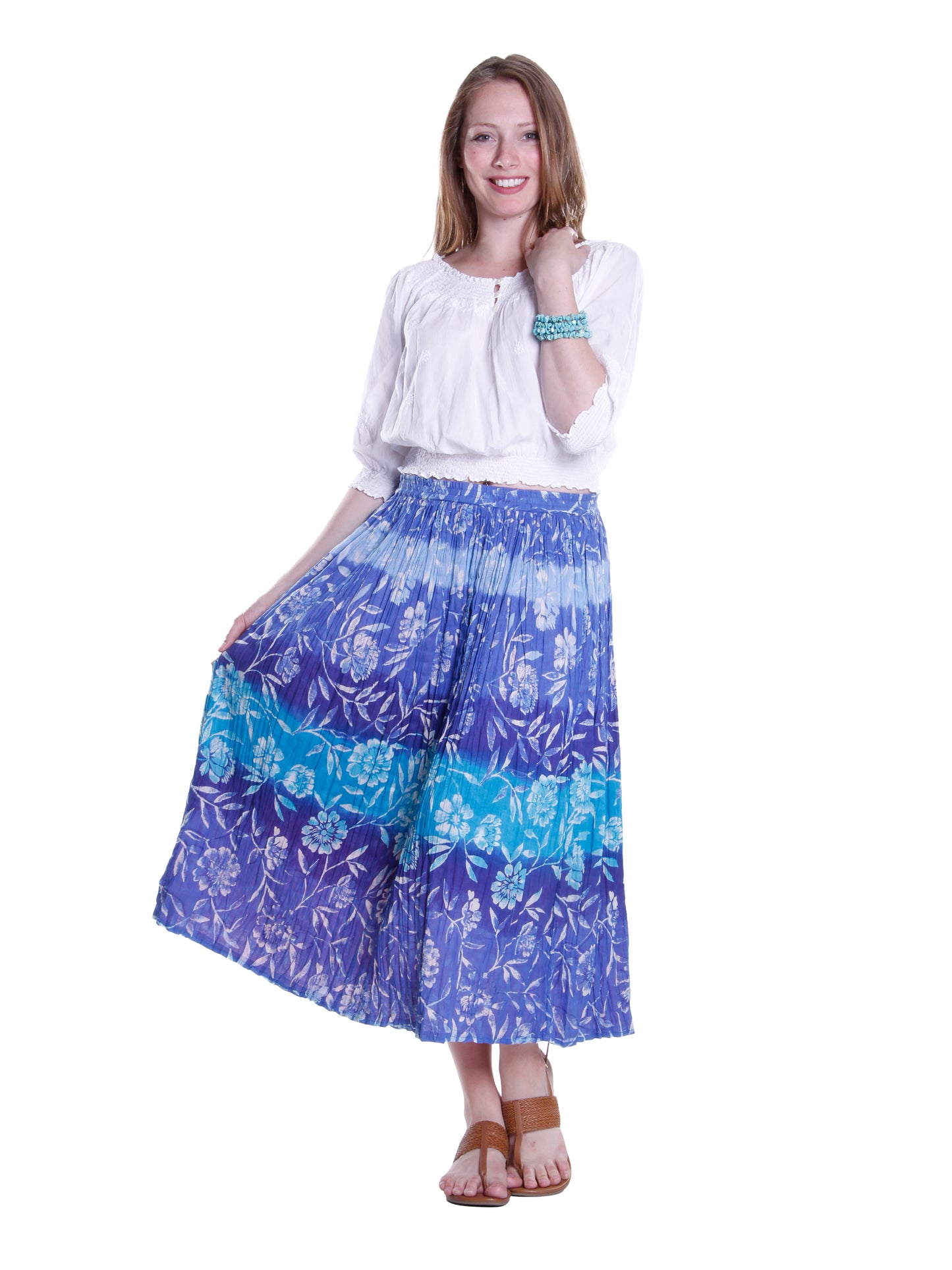 La Cera Crinkle Voile Reversible Skirt