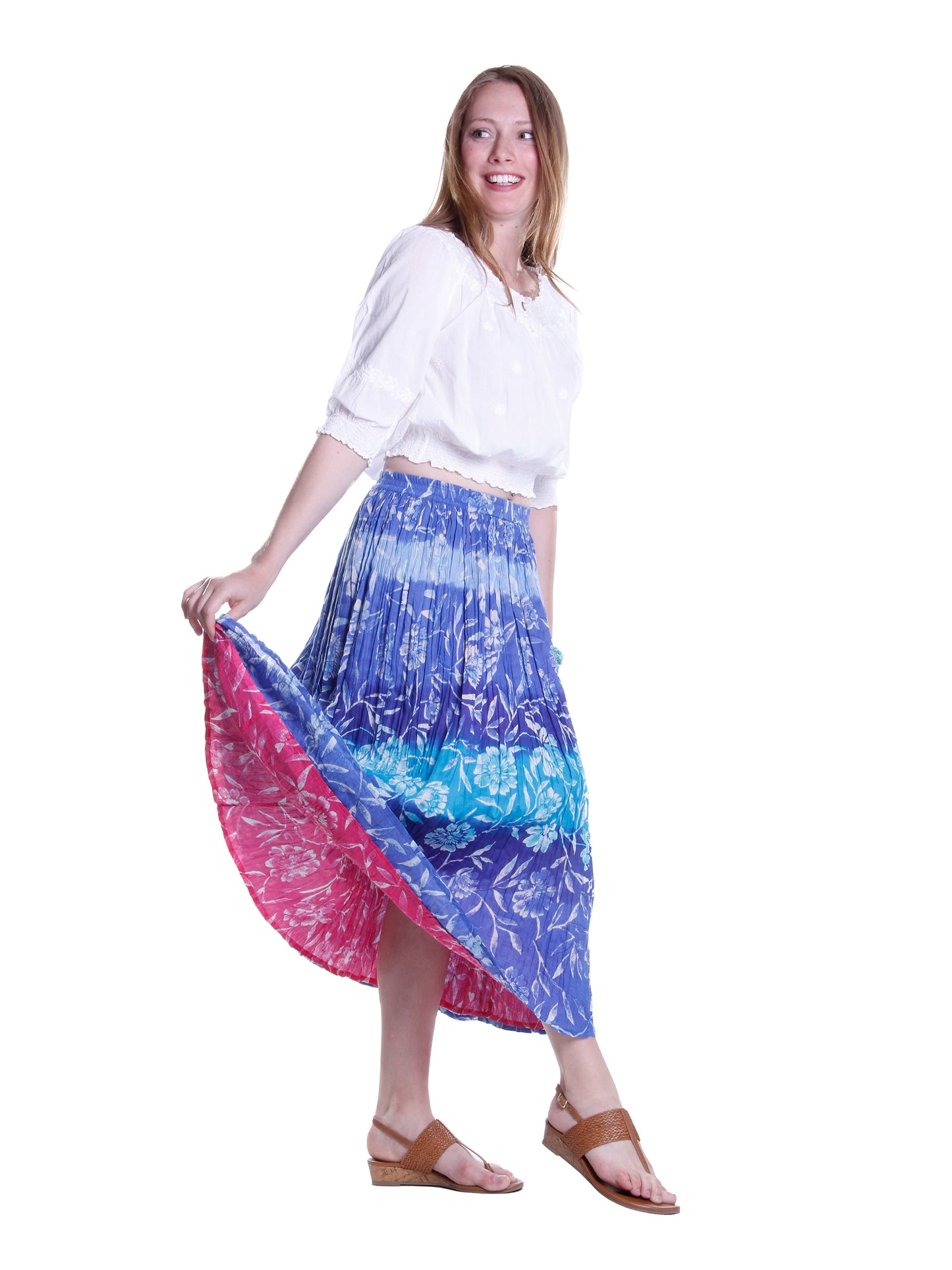 La Cera Crinkle Voile Reversible Skirt