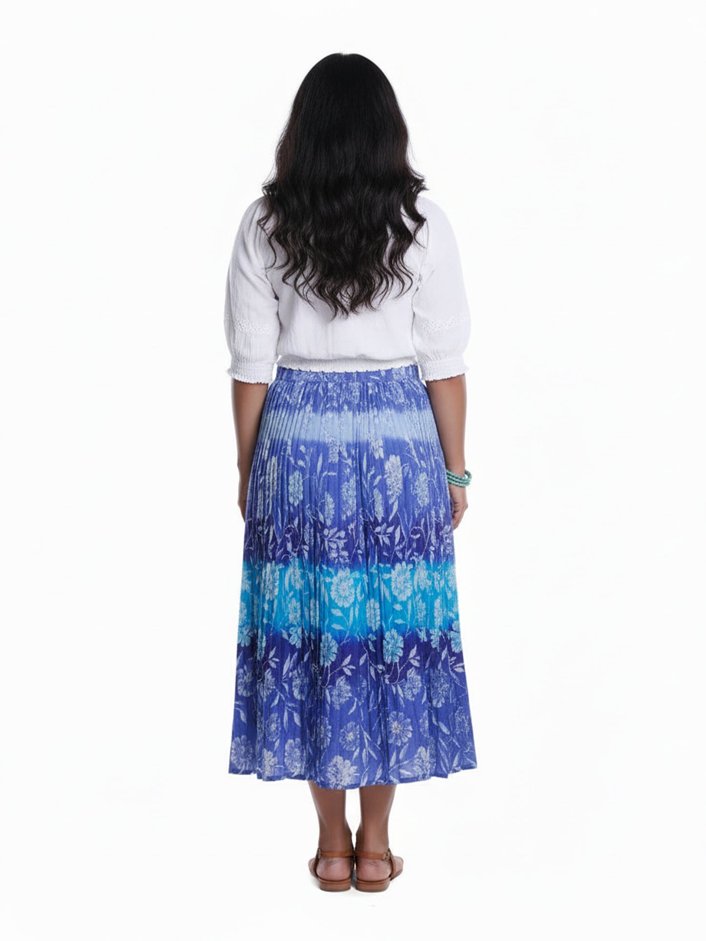 La Cera Plus Size Crinkle Voile Reversible Skirt