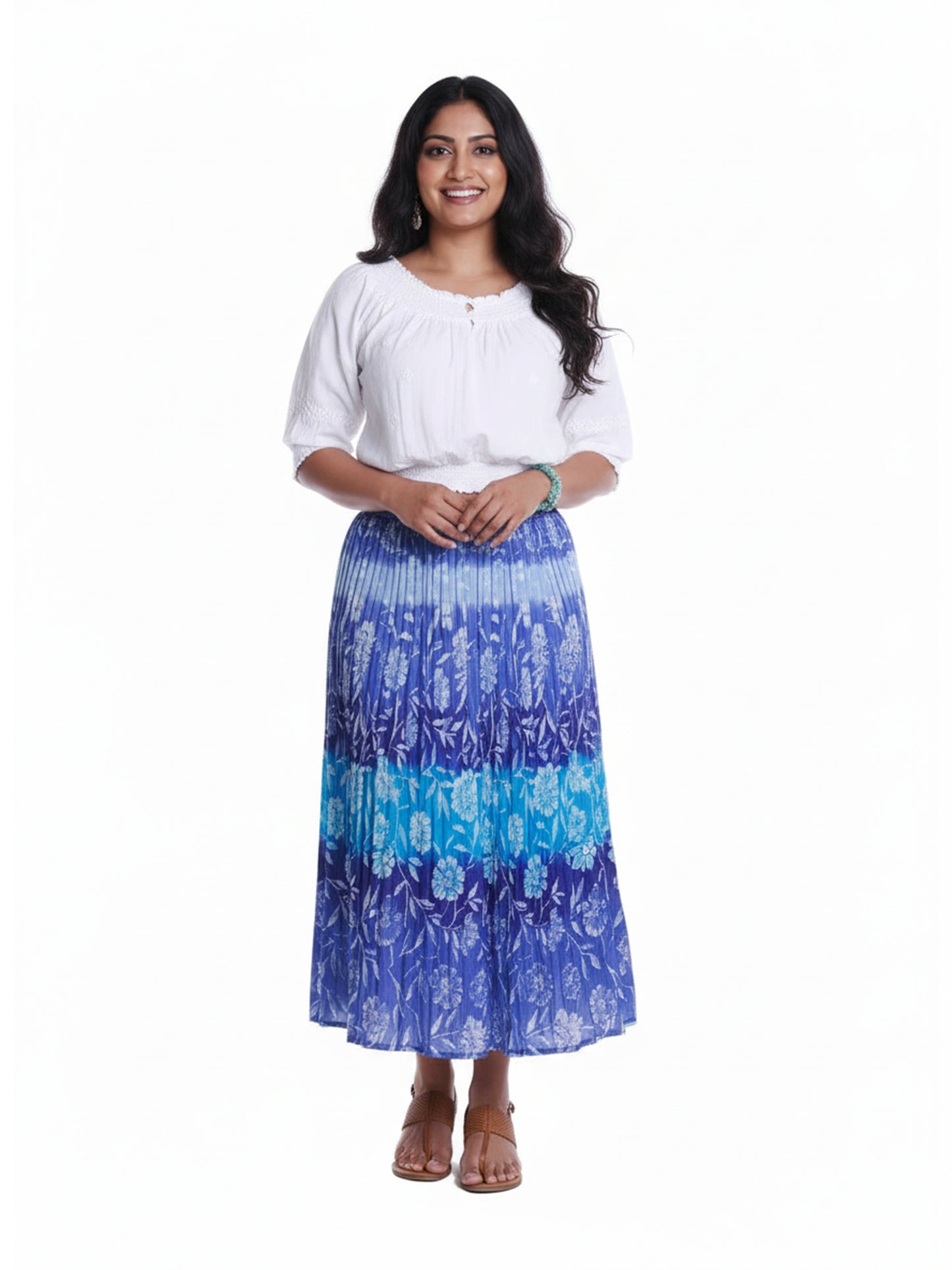 La Cera Plus Size Crinkle Voile Reversible Skirt