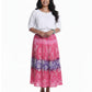 La Cera Plus Size Crinkle Voile Reversible Skirt