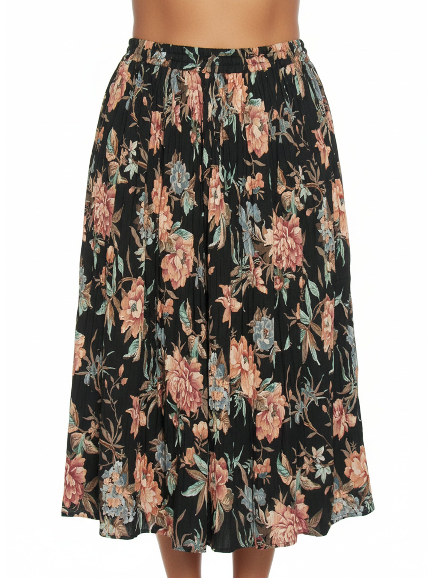 La Cera Plus Size Pleated Reversible Skirt