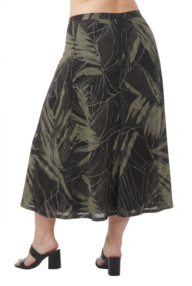 La Cera Savannah Palm Print A Line Skirt - La Cera