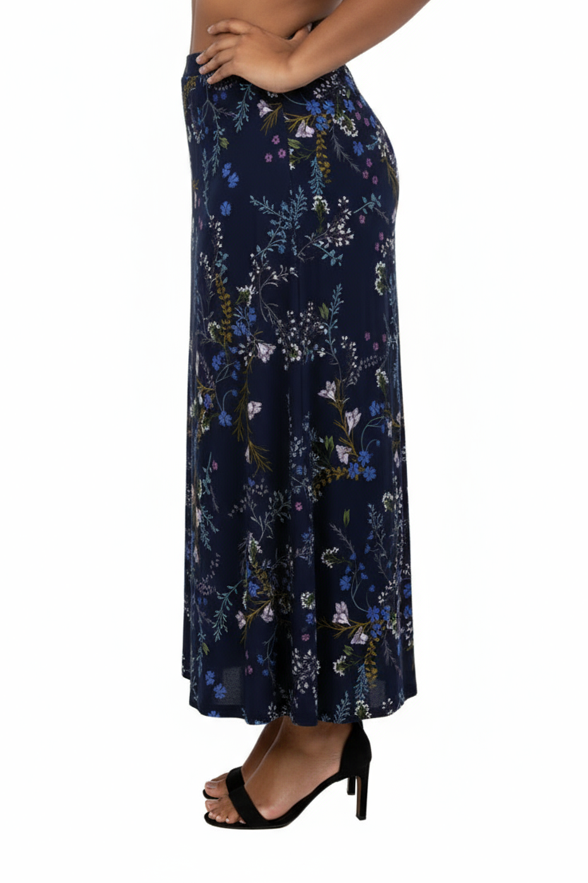 La Cera Plus Size A line Printed Jersey Skirt - La Cera
