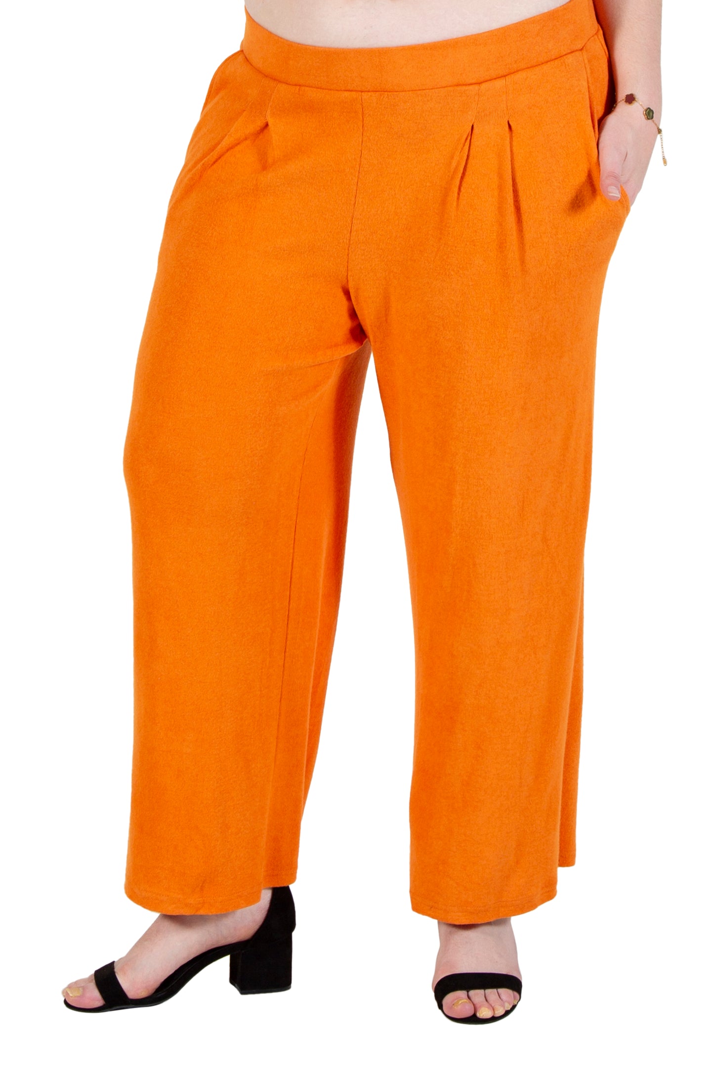 Plus Size Comfort Luxe Collection Cozy Knit Palazzo Pants - La Cera