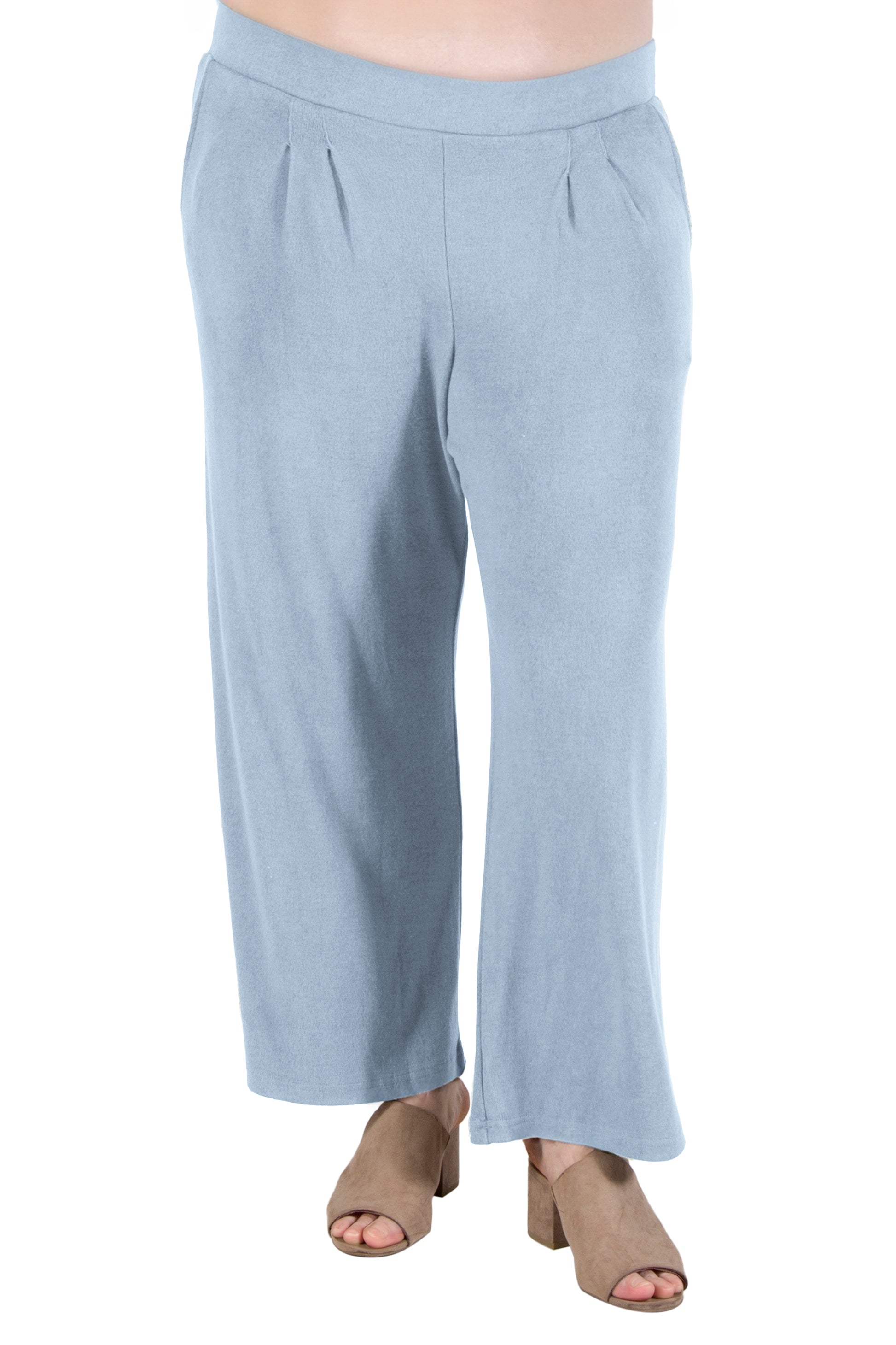 Plus Size Comfort Luxe Collection Cozy Knit Palazzo Pants - La Cera