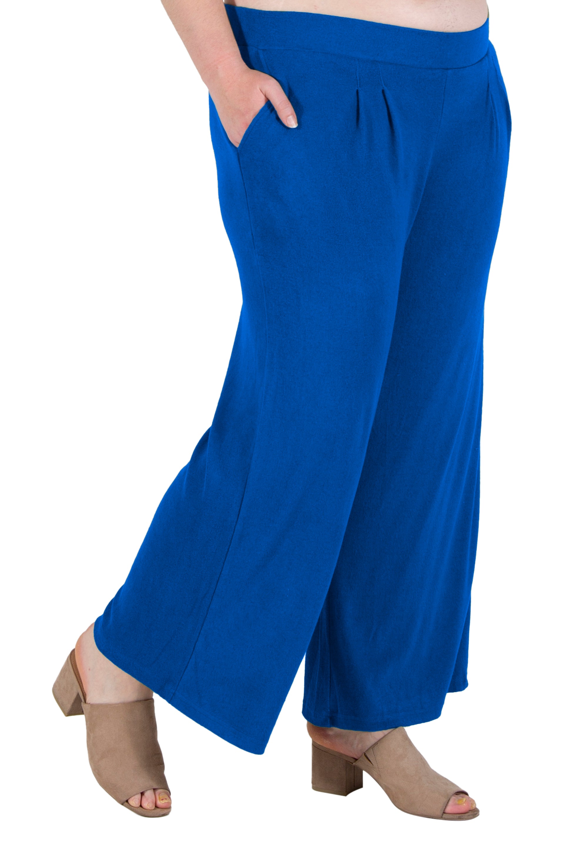 Plus Size Comfort Luxe Collection Cozy Knit Palazzo Pants - La Cera