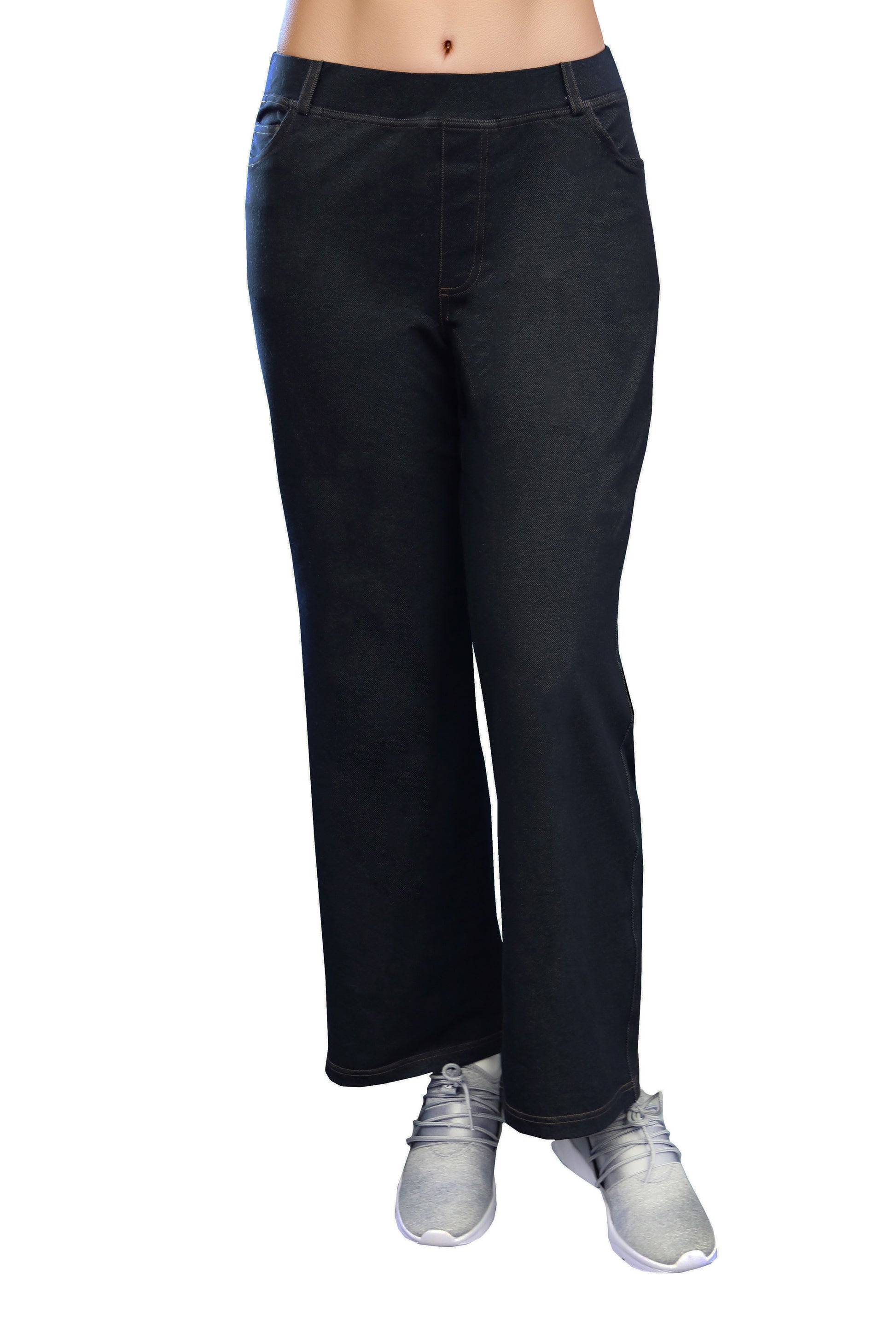 La Cera Plus Size Stretch Knit Wide Leg Pant - La Cera