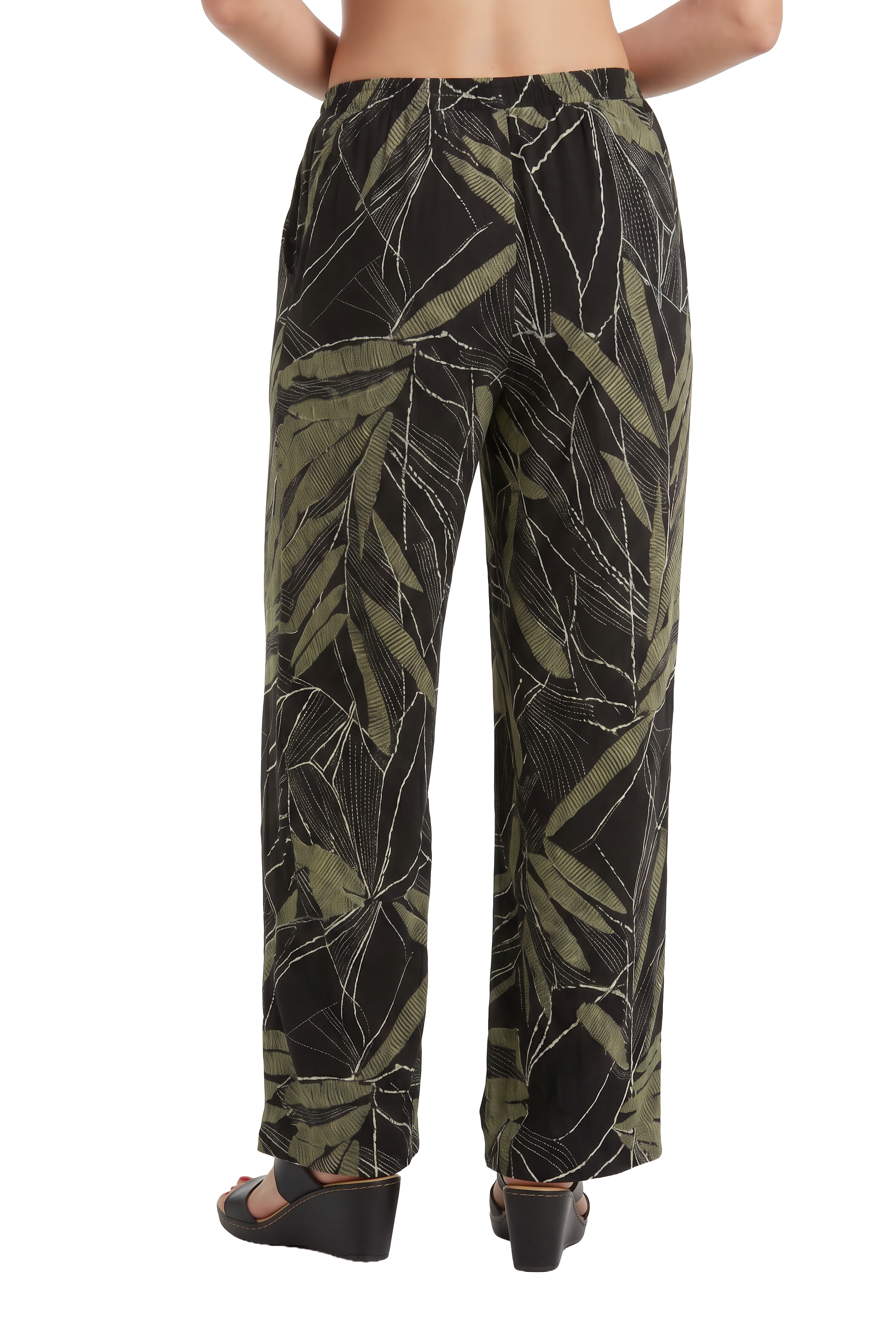 La Cera Savannah Palm Print Cropped Pant - La Cera