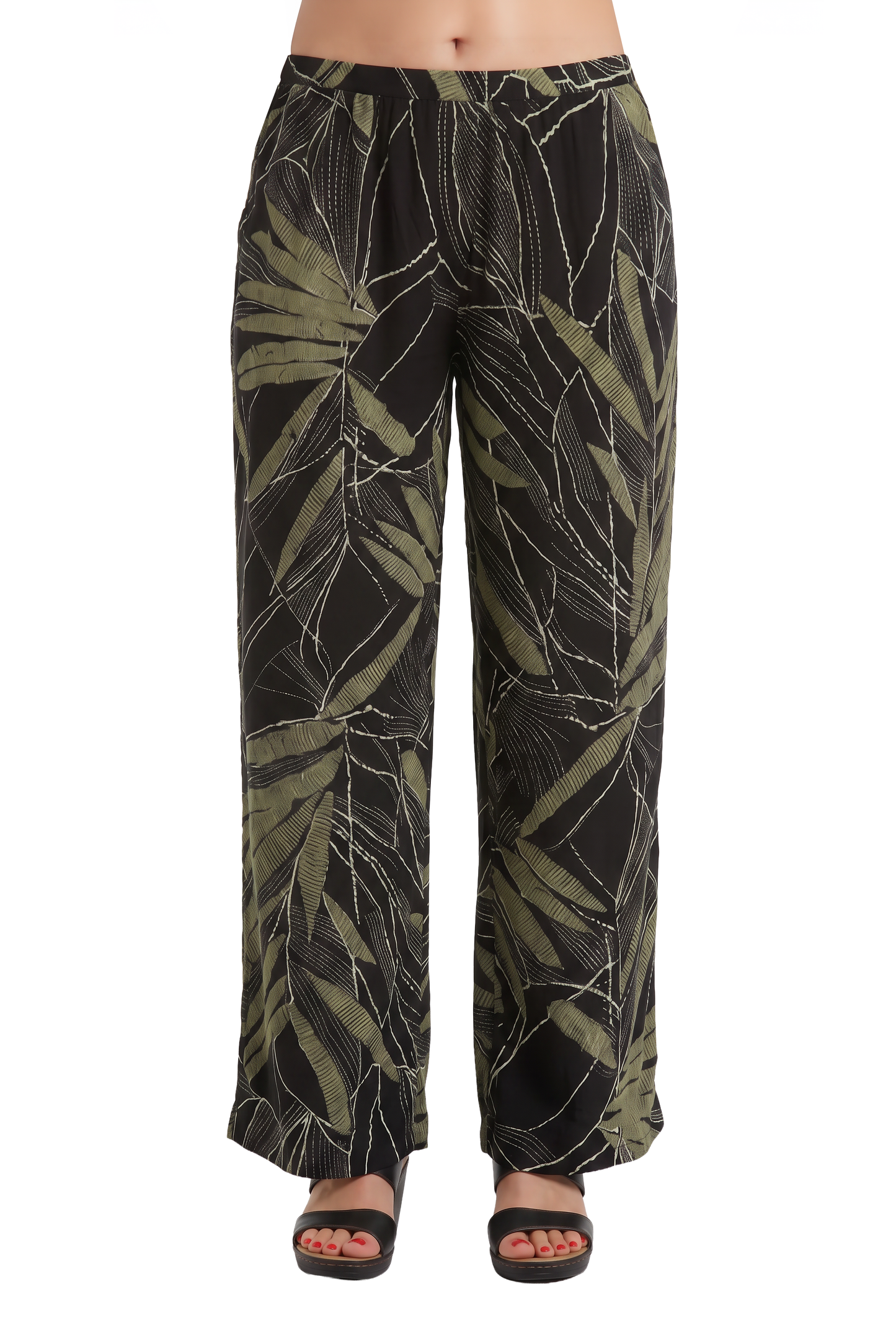 La Cera Savannah Palm Print Cropped Pant - La Cera