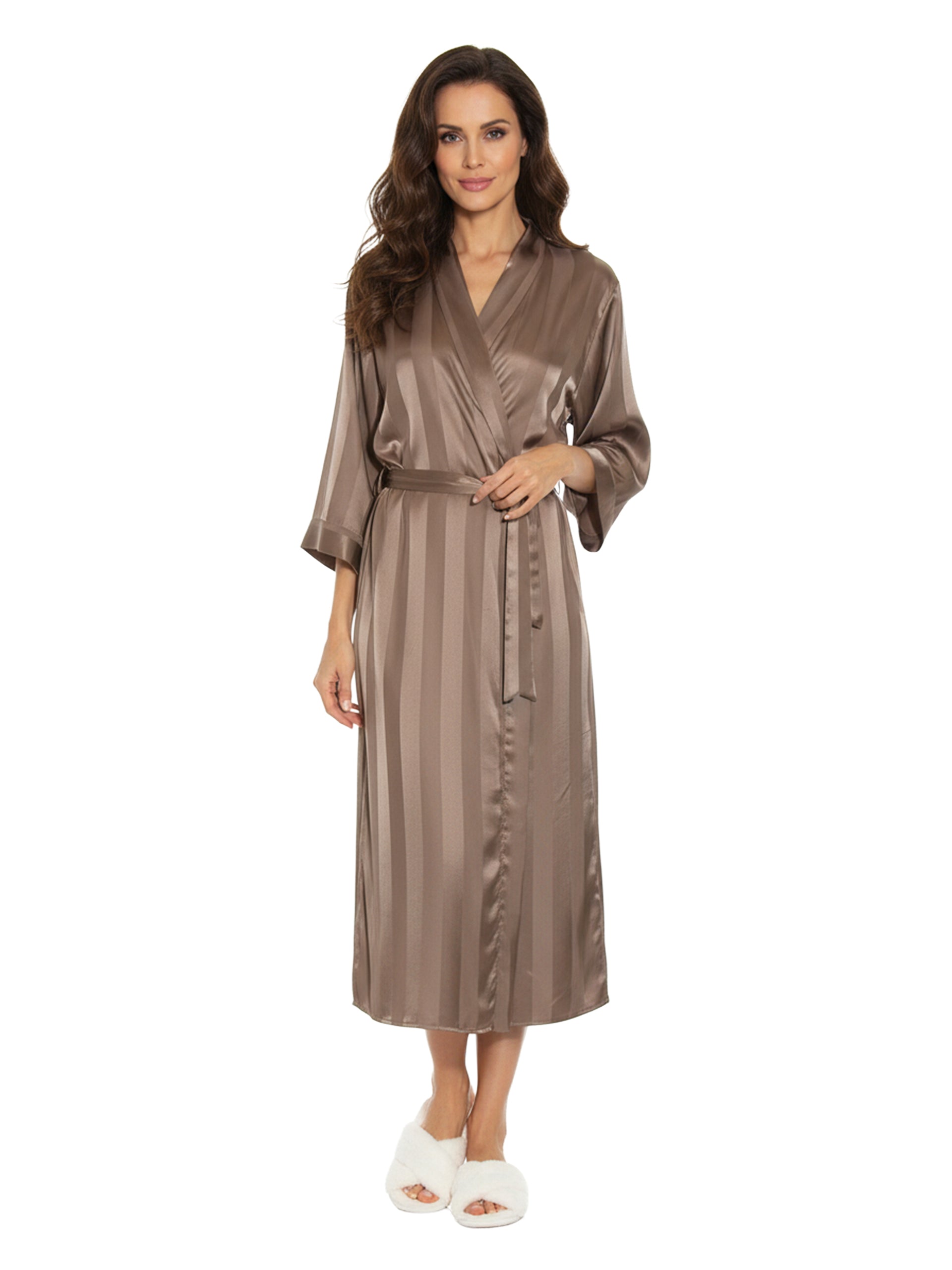 La Cera Long Silk Robe - La Cera