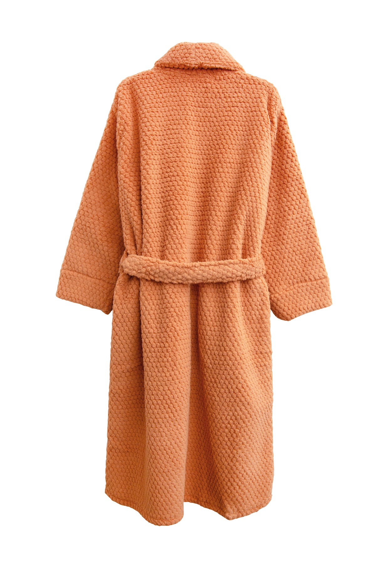La Cera Plus Size Honeycomb Textured Fleece Wrap Robe - La Cera