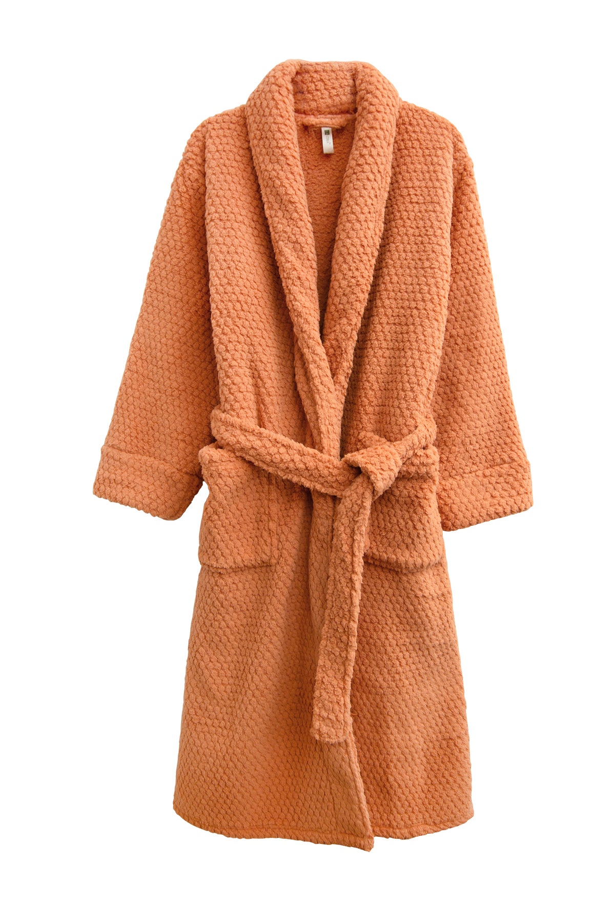 La Cera Honeycomb Textured Fleece Wrap Robe - La Cera