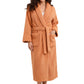 La Cera Honeycomb Textured Fleece Wrap Robe - La Cera