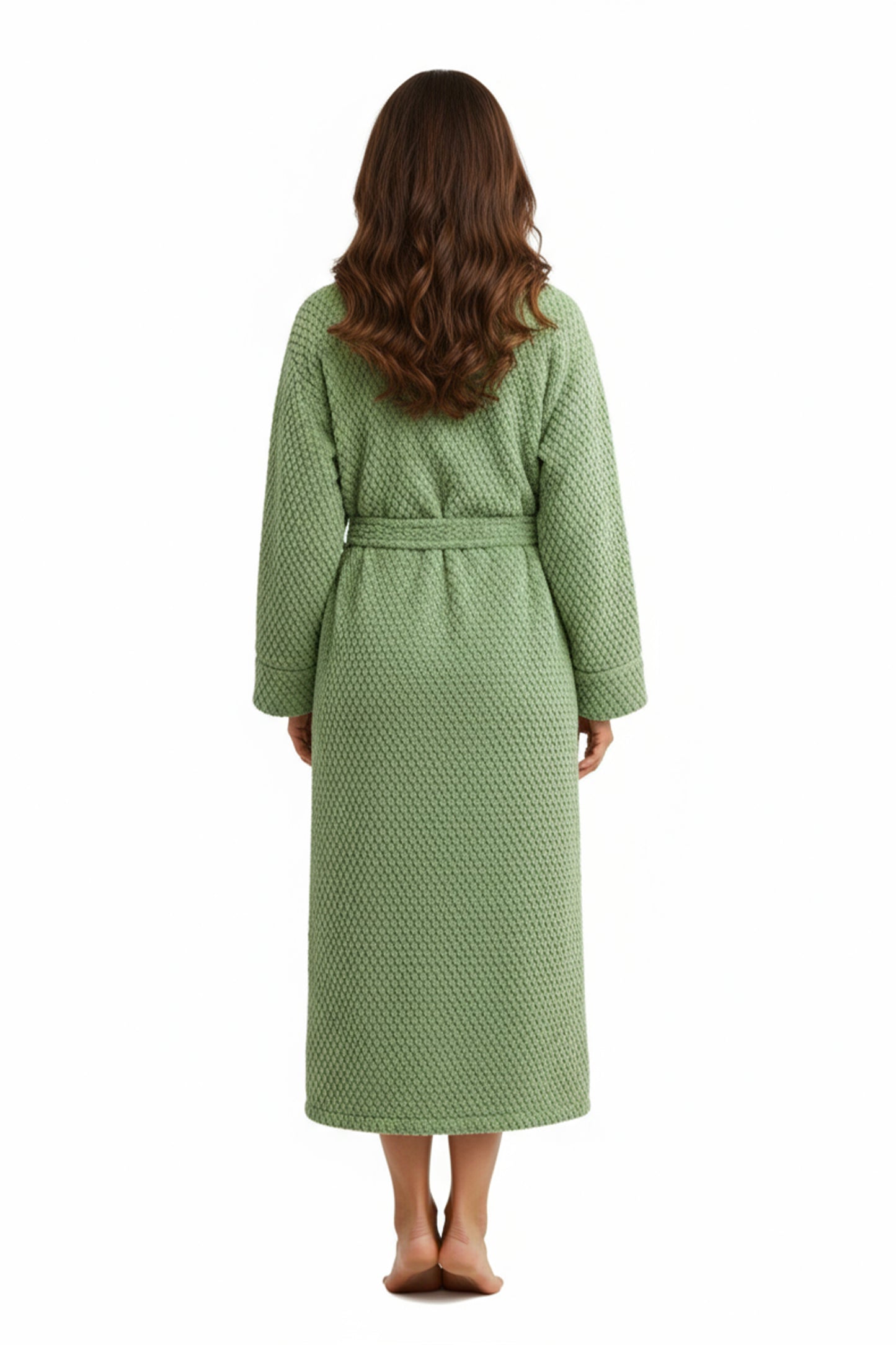 La Cera Honeycomb Textured Fleece Wrap Robe - La Cera