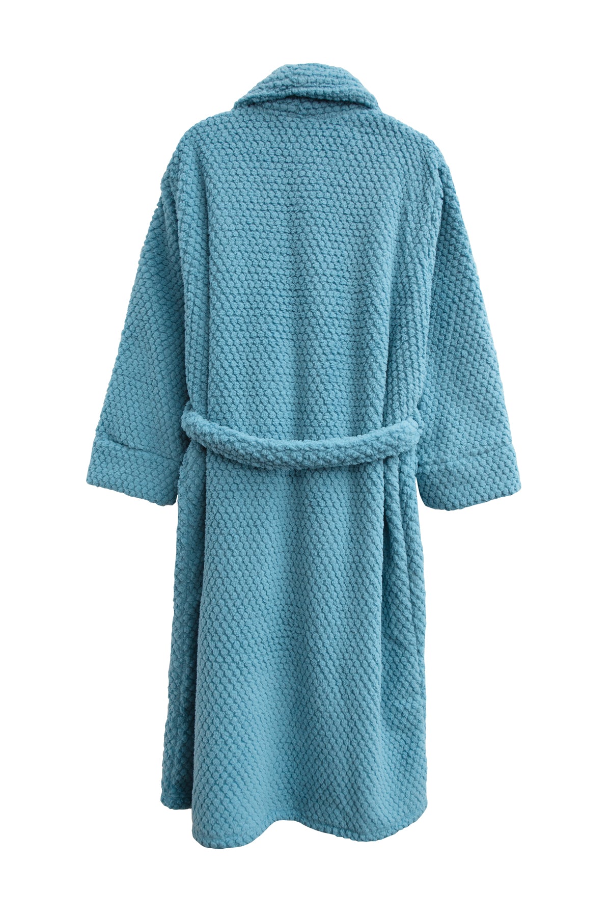 La Cera Honeycomb Textured Fleece Wrap Robe - La Cera