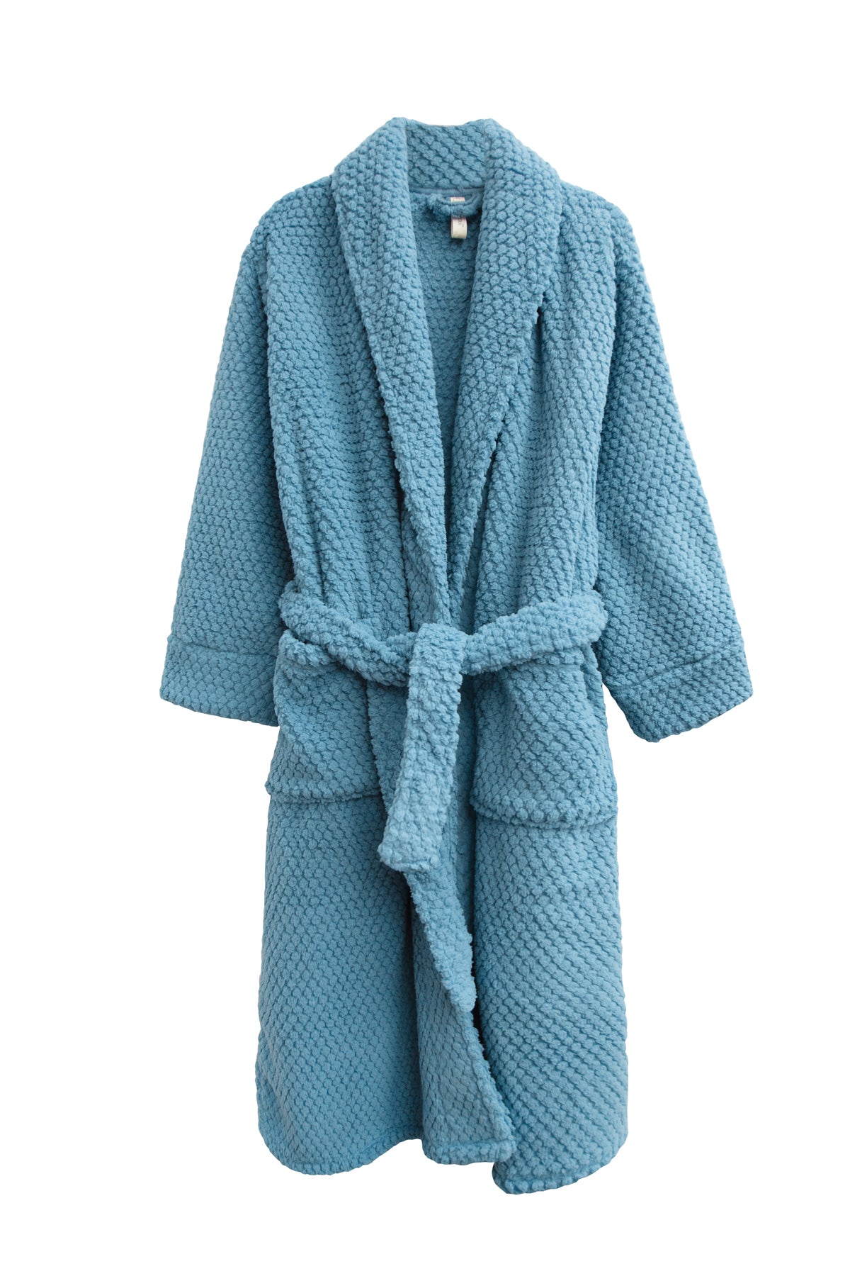 La Cera Plus Size Honeycomb Textured Fleece Wrap Robe - La Cera