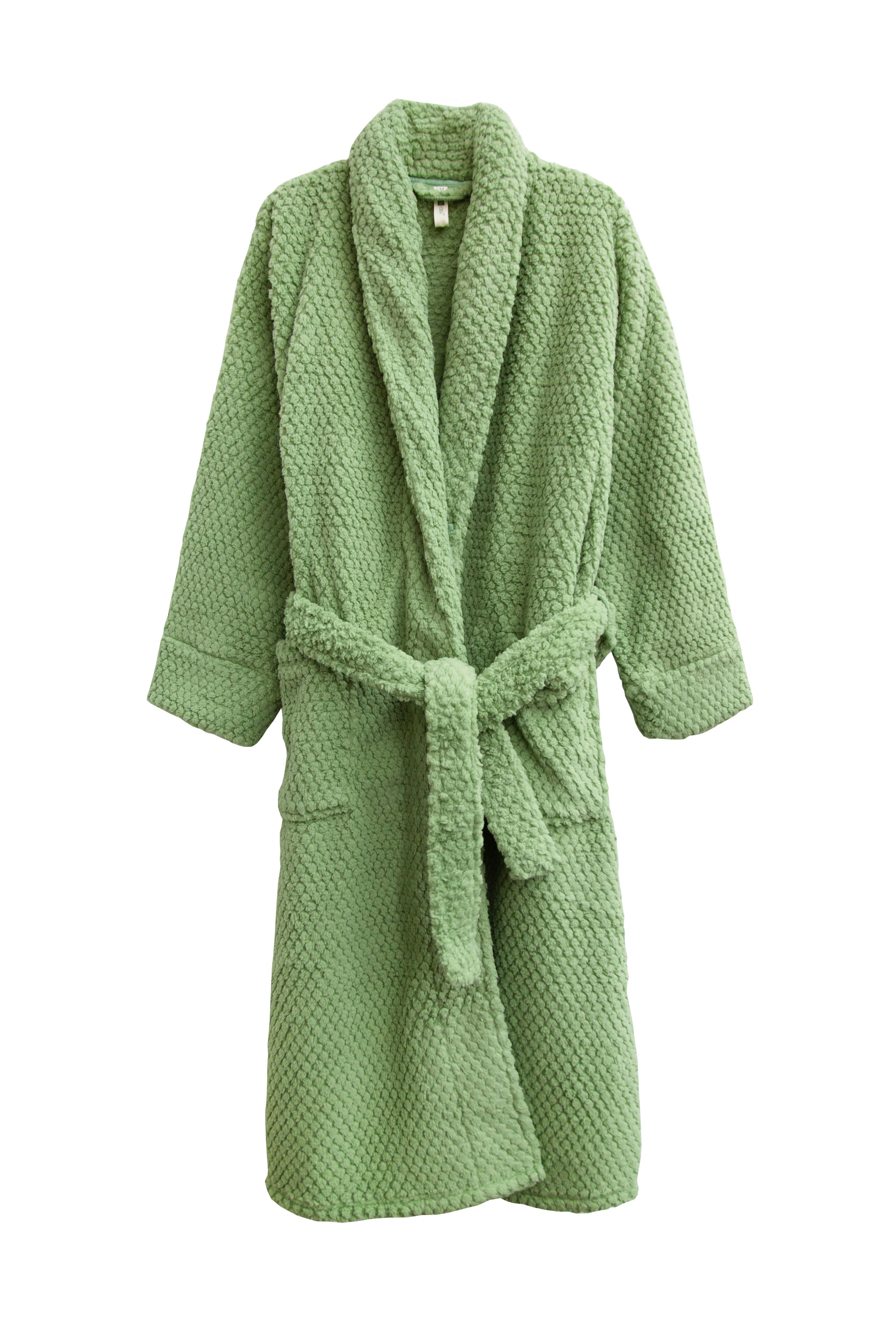La Cera Plus Size Honeycomb Textured Fleece Wrap Robe - La Cera