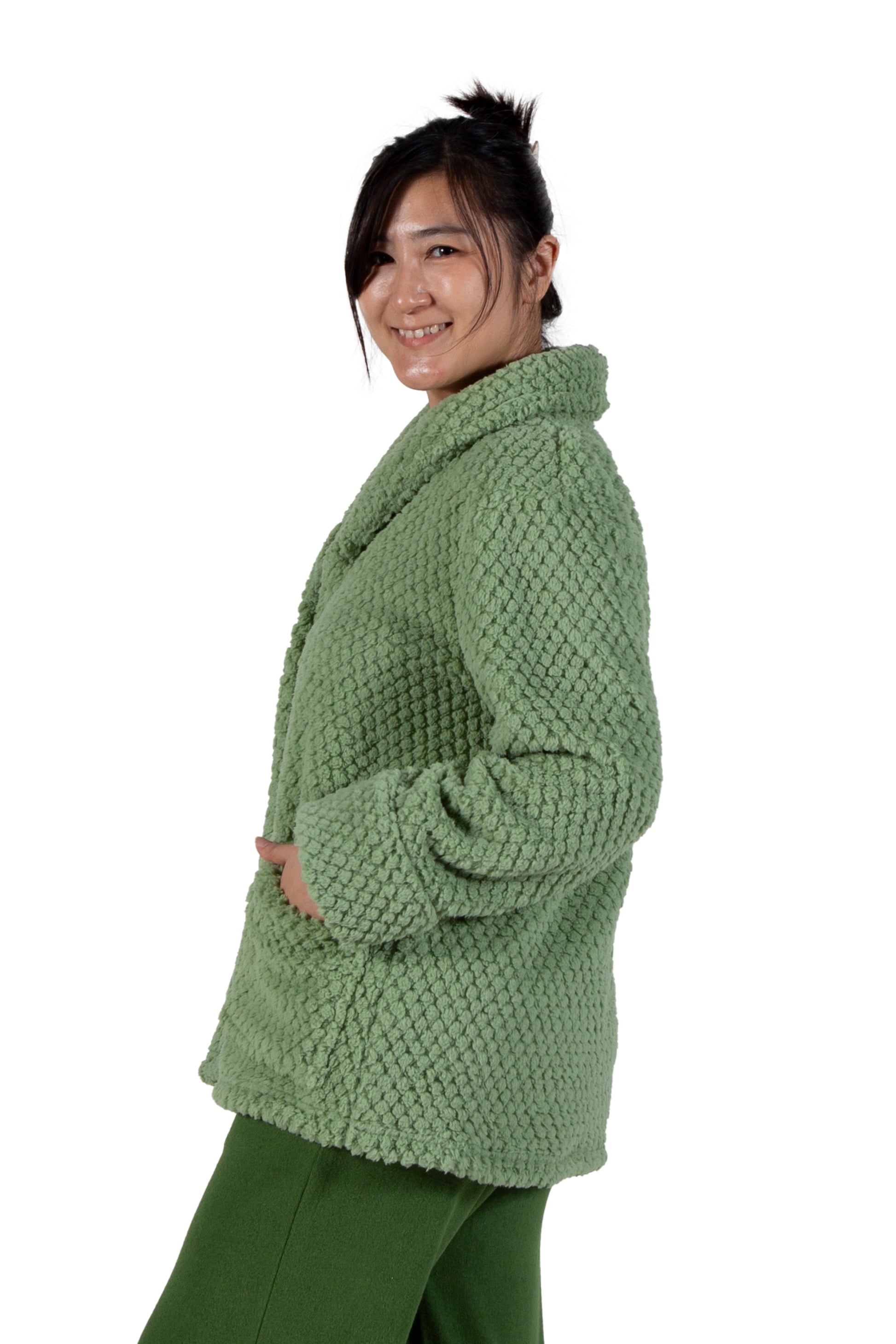 La Cera Honeycomb Fleece Bed Jacket - La Cera