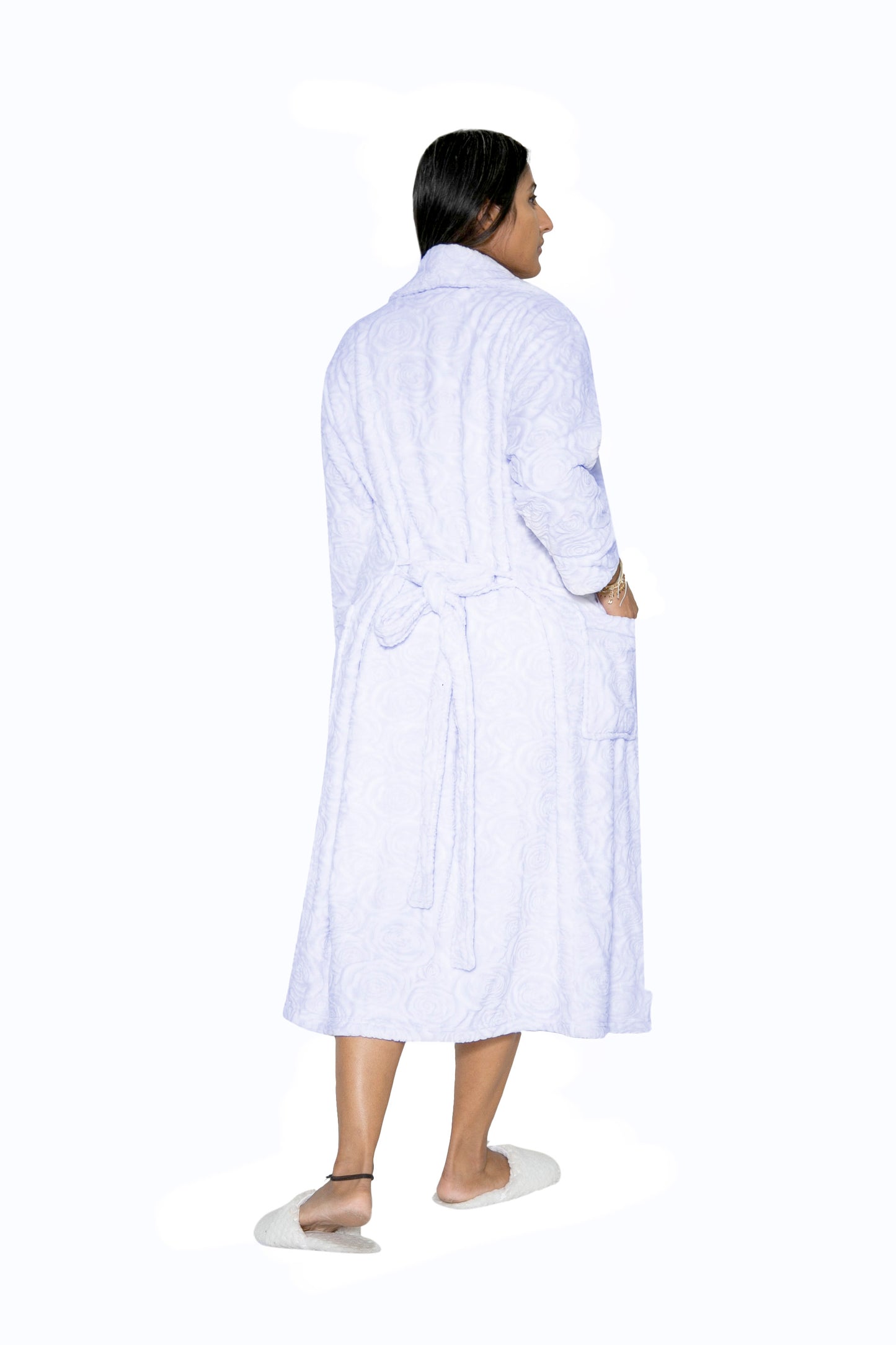 Plus Rose Print Sheered Minky Wrap Robe