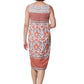 La Cera 100% Cotton Coral Floral Sleeveless Dress