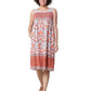 La Cera 100% Cotton Coral Floral Sleeveless Dress