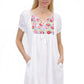 Short Sleeve Embroidered Peasant Chemise - La Cera