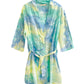 Tie Dye Short Cotton Wrap Robe