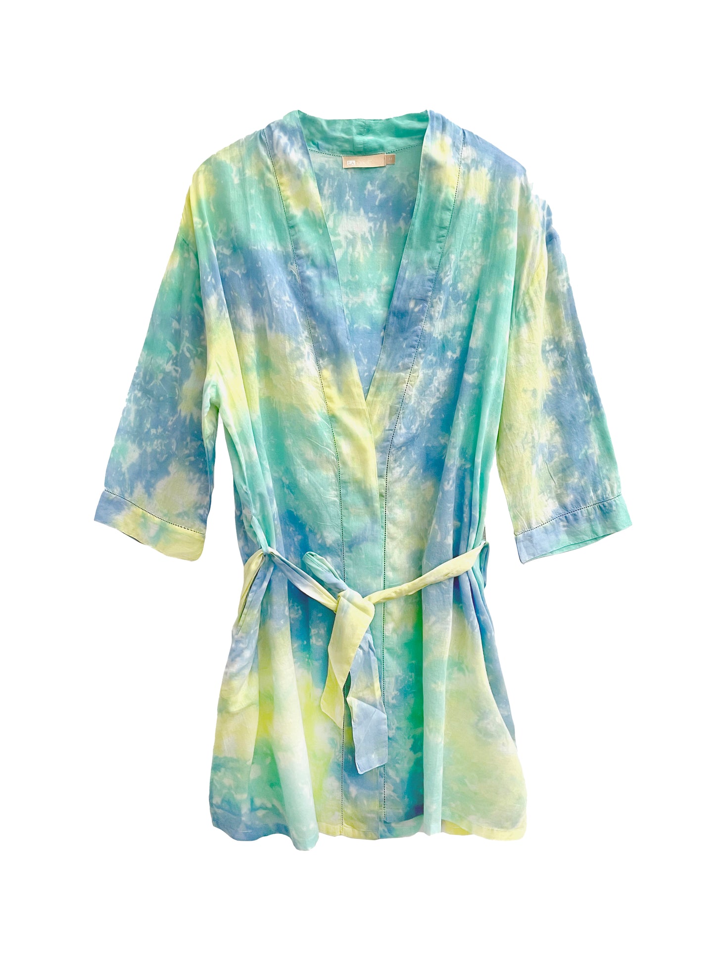 Tie Dye Short Cotton Wrap Robe