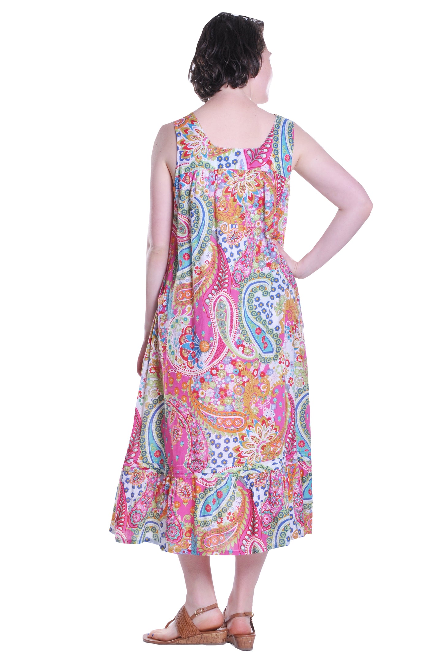 Vibrant Print Sweetheart Neck Gown with Pockets