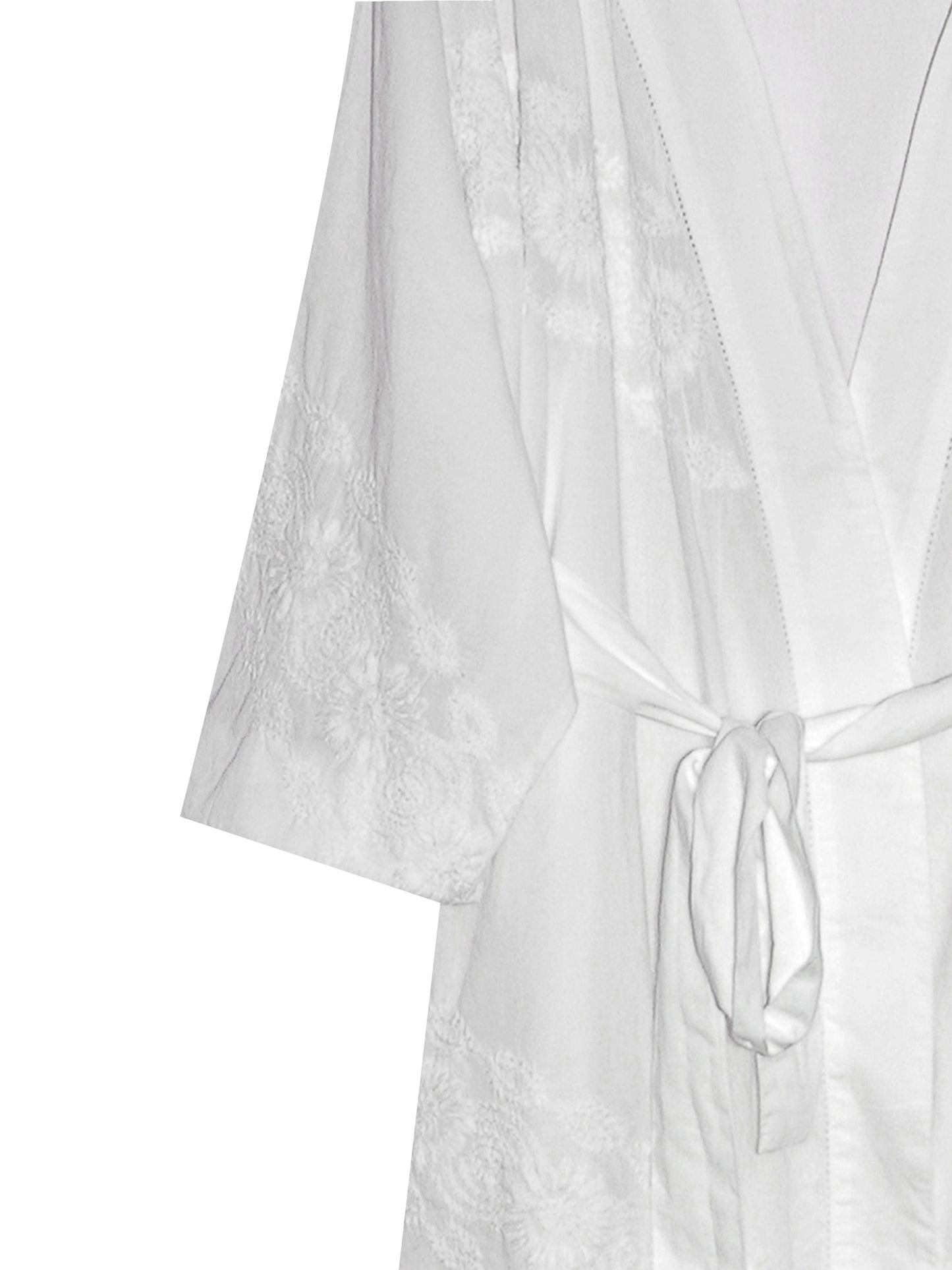 La Cera Embroidered Short Robe - La Cera