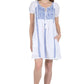 La Cera Short Sleeve Embroidered Peasant Chemise - La Cera