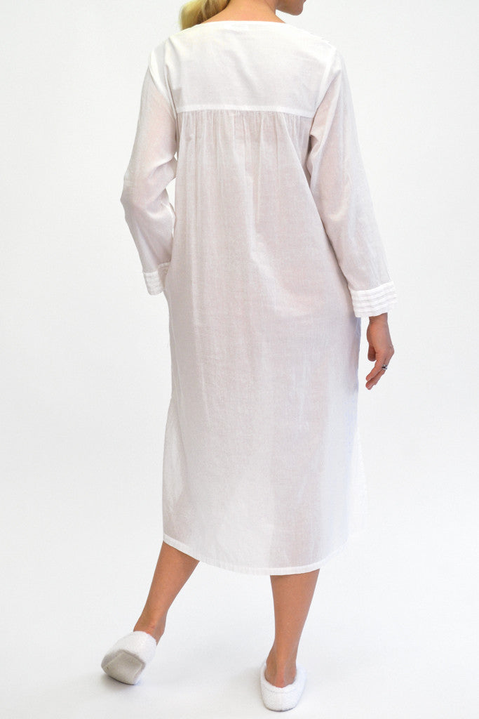 La Cera Long Sleeve White Embroidered Gown - La Cera - 3