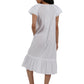 La Cera Double Cap Short Sleeve Cotton Embroidered Gown - La Cera