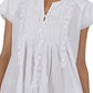 La Cera Double Cap Short Sleeve Cotton Embroidered Gown - La Cera
