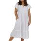 Plus Size La Cera Double Cap Short Sleeve Cotton Embroidered Gown - La Cera