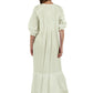 100% Cotton Embroidered Long Sleeve Gown - La Cera