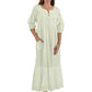 100% Cotton Embroidered Long Sleeve Gown - La Cera