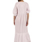 100% Cotton Embroidered Long Sleeve Gown - La Cera
